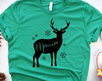 Christmas Reindeer Shirt - Mama Reindeer Tee, Matching Family Christmas Pajamas, Holiday Deer Tee, Shirt, Christmas Gifts for Her