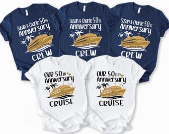 Personalized 50th Anniversary Cruise Shirts: Matching Couple Tees