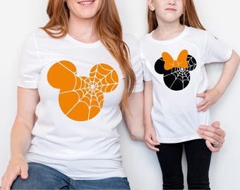Disney Spider Web Minnie T-Shirt, Disney Shirts Vacation, Halloween Spider Web Tee, Disney Halloween T-Shirt, Mickey Head Shirts