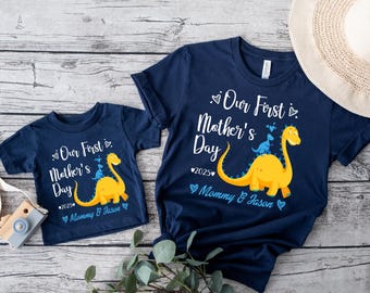 Personalized Our First Mothers Day Shirt, Mommy and me Dinosaur Matching Shirt, New Mom Mothers Day Gift, Mother And Baby First Mothers Day