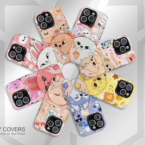 Étui solide pour iPhone avec MagSafe - SKzoo Stray Kids - Wolf Chan, BbokAri, LeeBit, Jiniret, Han Quokka, Dwaekki, FoxI.Ny, PuppyM