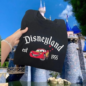 Lightning McQueen Disneyland Embroidered Shirt, Disney Cars Embroidered Hoodie, Disney Cars Crewneck, Disney Trip Shirt, Gift For Her