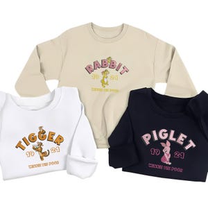 Winnie-The-Pooh Embroidered Sweatshirt, Tigger, Piglet, Eeyore Embroidered Hoodie, Disney Cartoon T-Shirt, Birthday Embroidery Gift