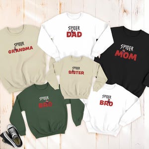 Embroidered Spiderman Family Sweatshirt, Spider Dad Hoodie, Spider Mom Shirt, Spider Boy Shirt, Marvell Family Embroidered Shirt