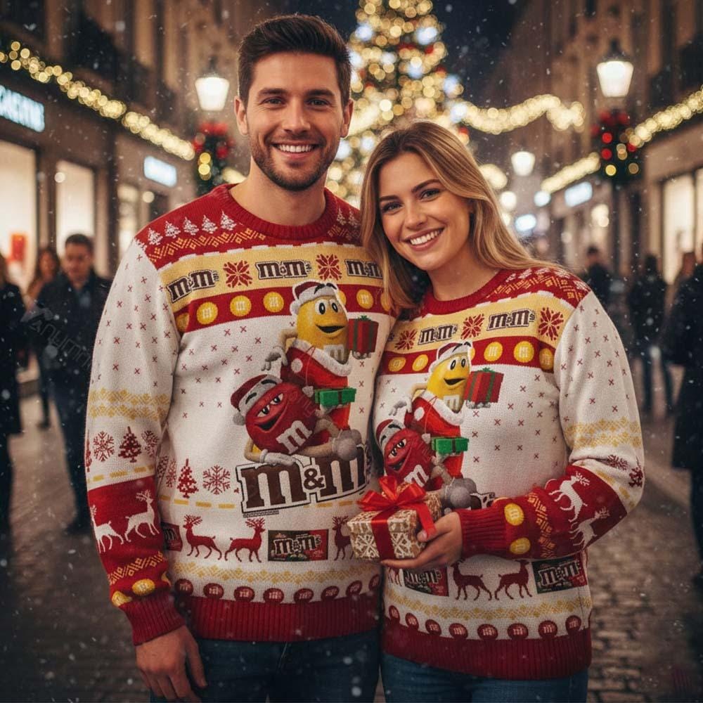 Maglioni Di Natale Famiglia Luminosi - Set Ugly Christmas Sweater Con Luci LED, Per Adulti E Bambini, Unisex