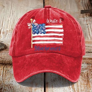 Gorra unisex con bandera de EE. UU., roja, blanca y arándanos, gorra republicana para hombre.