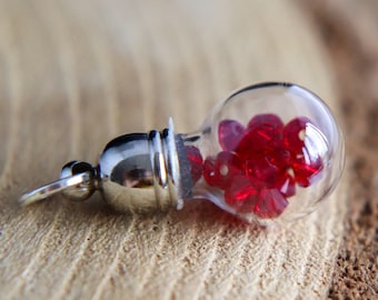 July birthday, Ruby red Swarovski crystal birthstone keepsake, terrarium Christmas ornament, stocking stuffer, gift for her, Holland