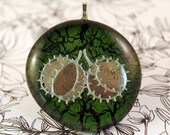 chestnut pendant, autumn necklace, chestnut husk, Christmas necklace, painted glass pendant, nature inspired, netherlands, holland, europe