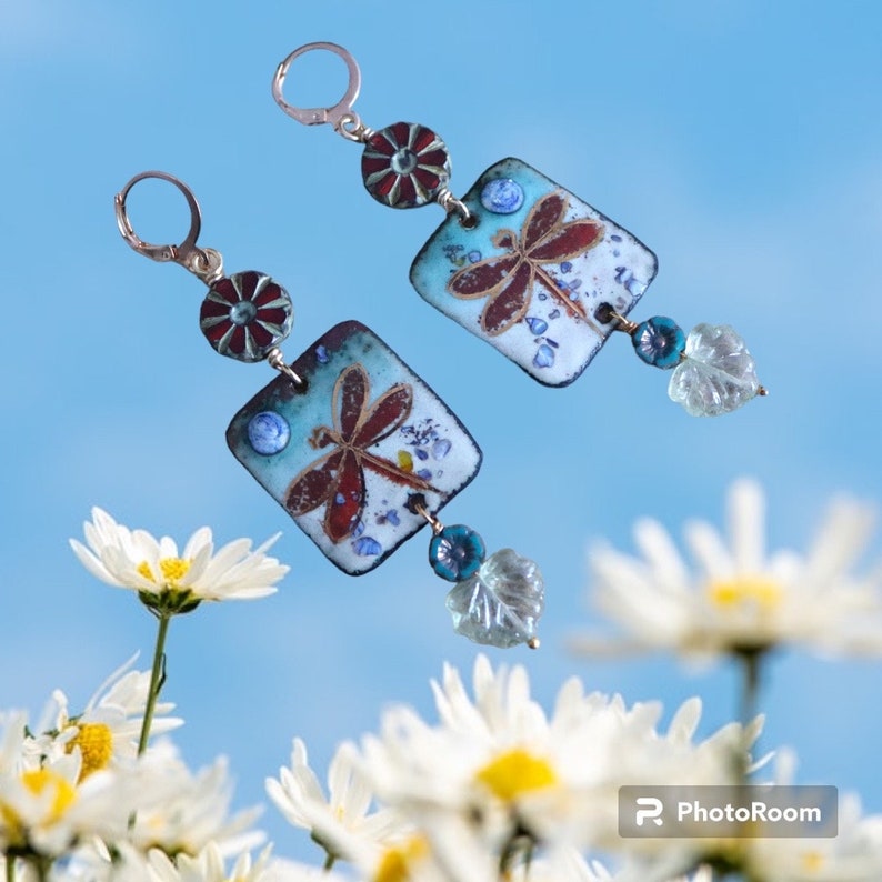 Dragonfly enamel earrings, OOAK darning needle, trendy fashion, spring time, damselfly, entomology, insect earrings, Netherlands, Holland image 8