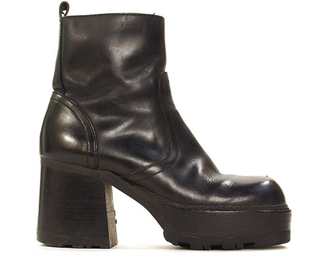 90s Platform Ankle Boots Vintage Steve Madden Clueless Chunky Zip up ...