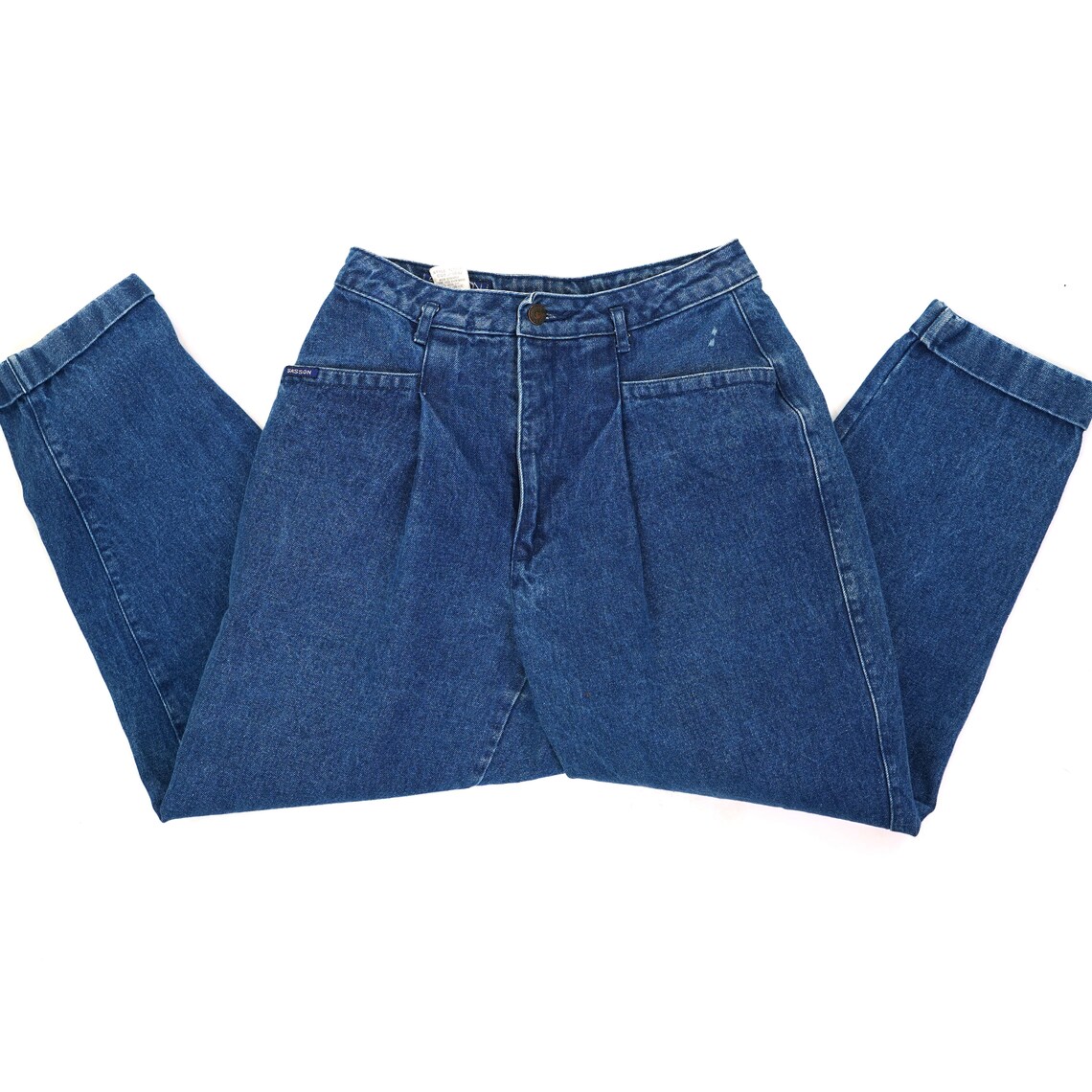 Baggy Pleated Jeans by Sasson Vintage 80s Dark Wash Tapered Etsy