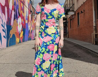 Vintage 90s Jams World Rayon Maxi Dress