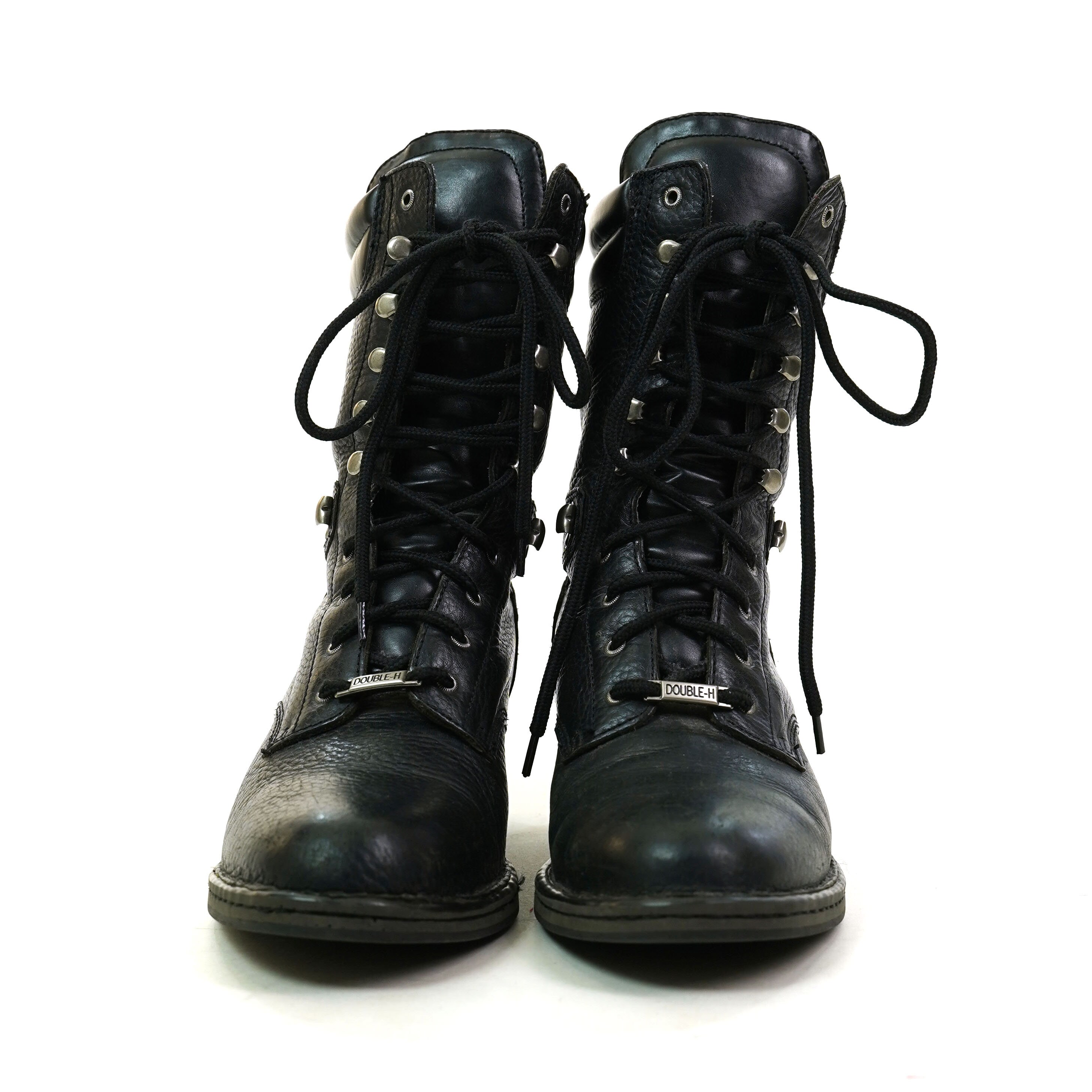 Black Leather Lace Up Packer Ankle Boots Women's Size 10 Etsy