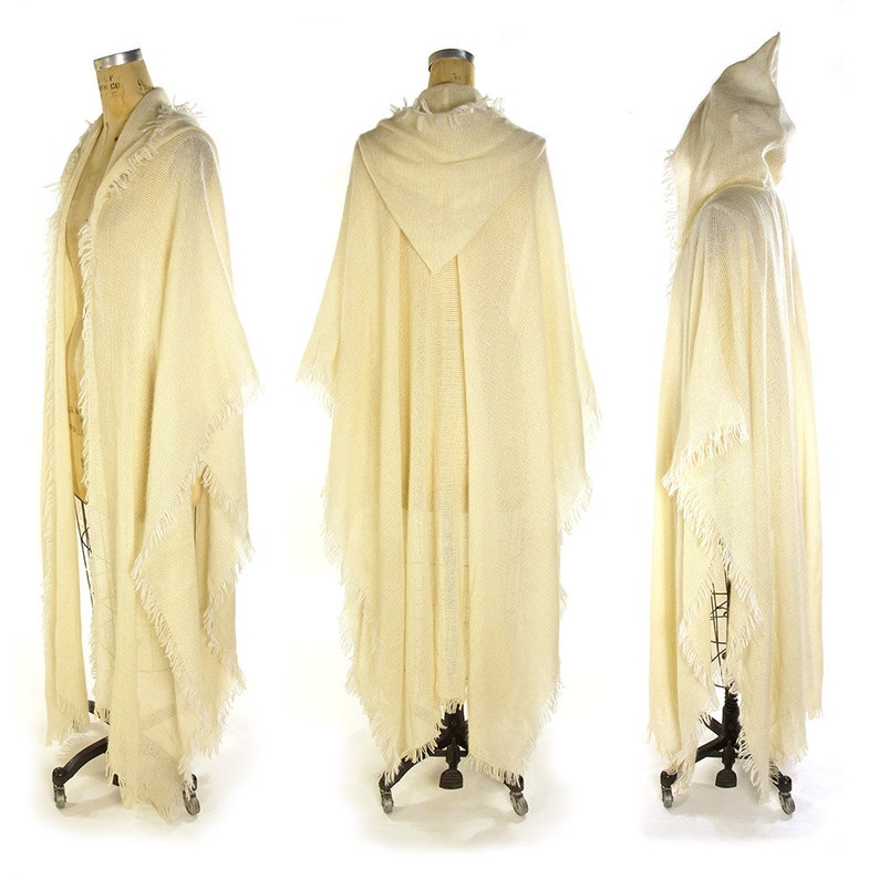 RARE Giorgio Saint/'Angelo Hooded Wrap Vintage 70s Handwoven Long Poncho or Cape One Size