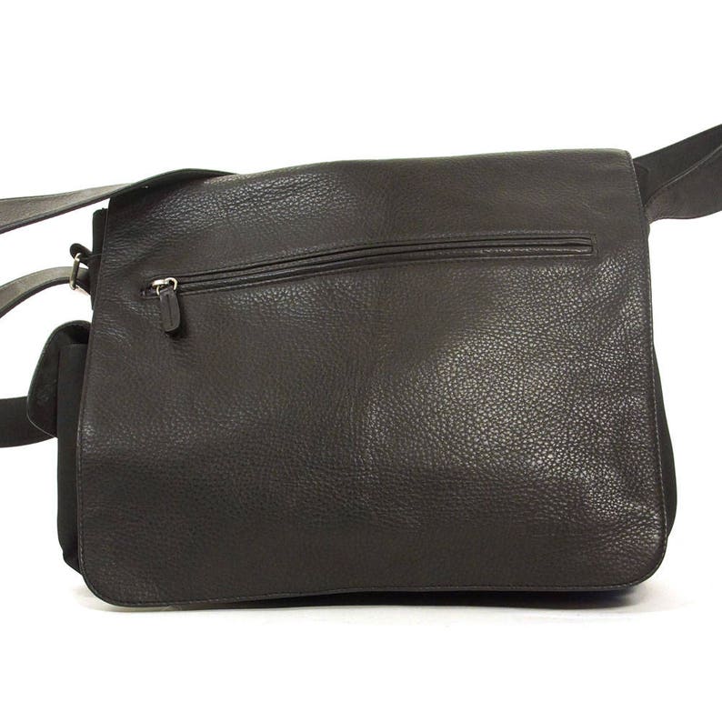 Black Leather Messenger Bag Vintage 90 Fossil Brand Large Tote Attache Brief Case School Bag Wallet Organizer Pockets