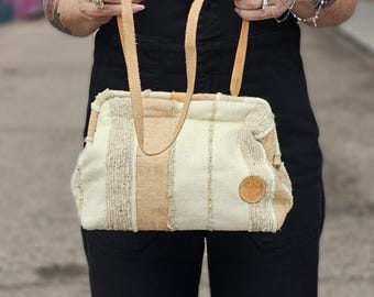 Vintage 80s Woven Cotton Crossbody Bag