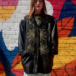Vintage 80s Leather Jacket Designed by Poalo Gucci