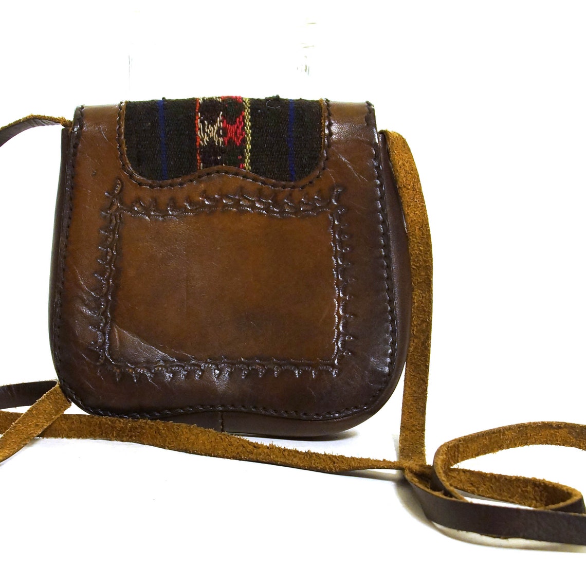 Leather Mini Bag Vintage South American Small Brown Crossbody Etsy