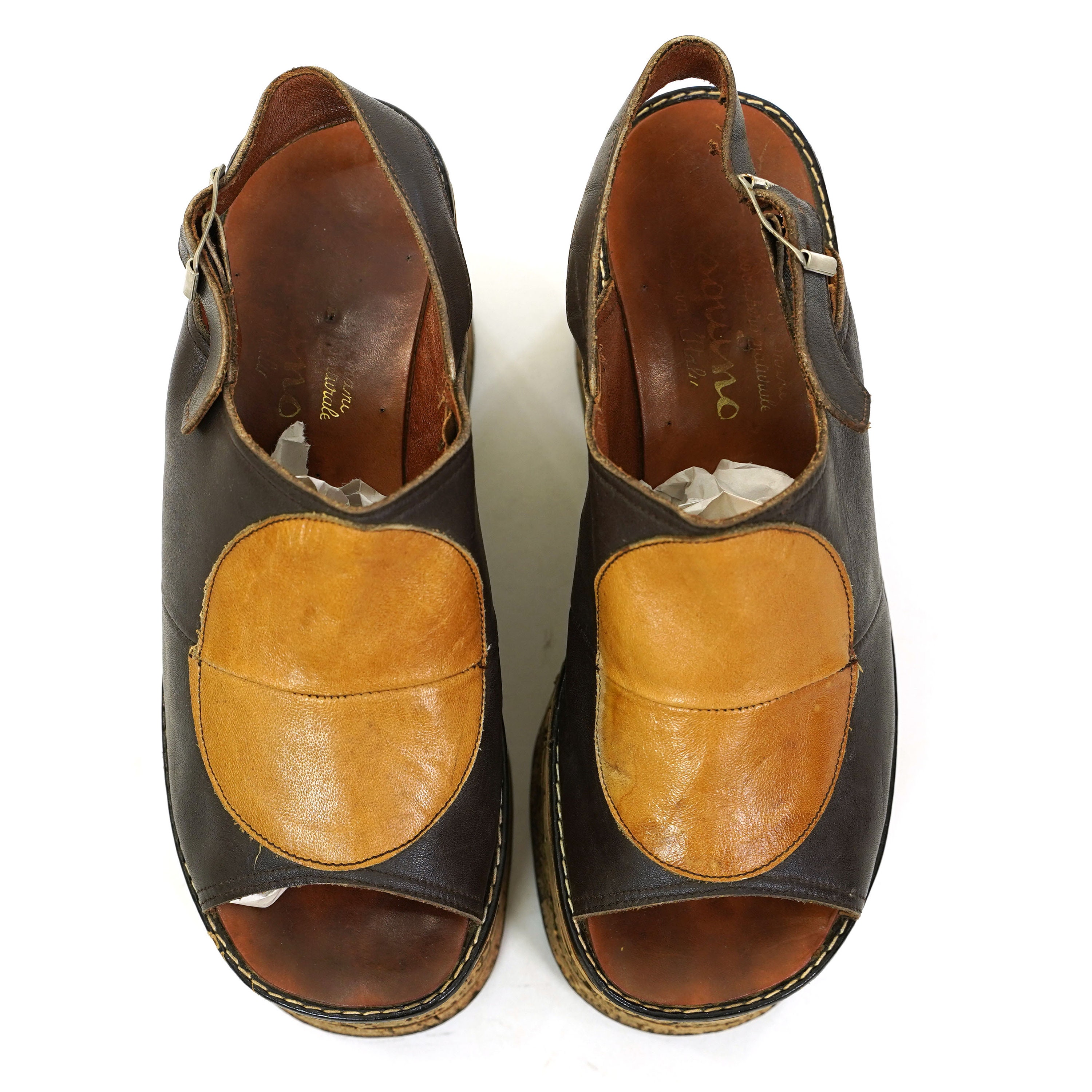 Cork Platform Leather Mules Vintage 60s Women's Size 7.5 | Etsy