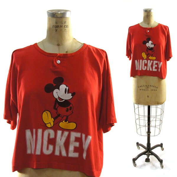 90s Mickey Mouse Crop Top / Red