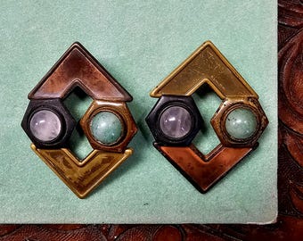 Vintage 80s Modernist Earrings for Pierced Ears by Designer Dannah
