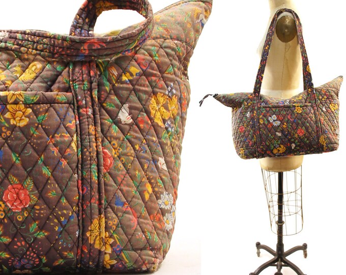 80s Vera Bradley Printed Cotton Weekender Tote With Cute Unicorn Flower ...