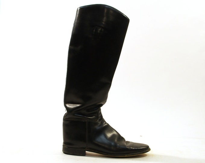 Black Leather English Riding Boots / Knee High / Women's Sz 10 / Men's