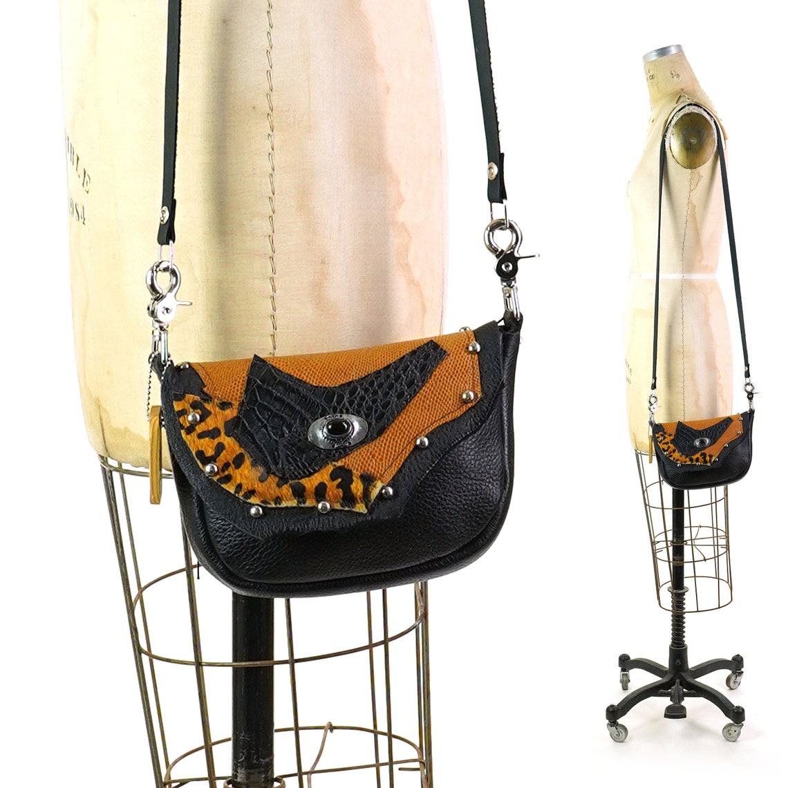 Patchwork Leather Crossbody Bag Vintage 90s Etsy