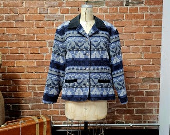 Vintage 1990s Woolrich Aztec Pattern Wool Shell Jacket / Vintage