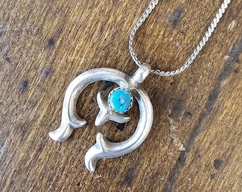 Vintage Sandcast Sterling & Turquoise Necklace