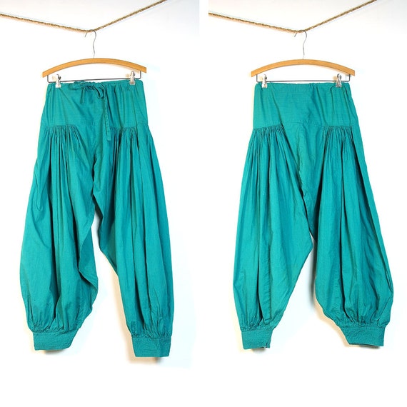 Adini Harem Pants Vintage 1970s Turquoise Cotton Pleated | Etsy