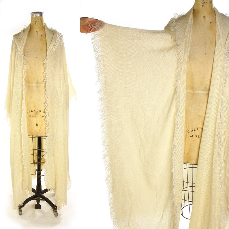 RARE Giorgio Saint/'Angelo Hooded Wrap Vintage 70s Handwoven Long Poncho or Cape One Size