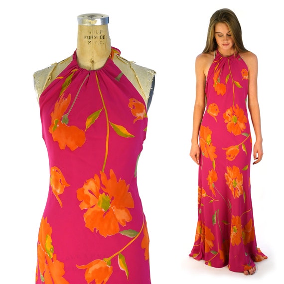 Ralph Lauren Silk Bias Cut Maxi Length Slip Dress
