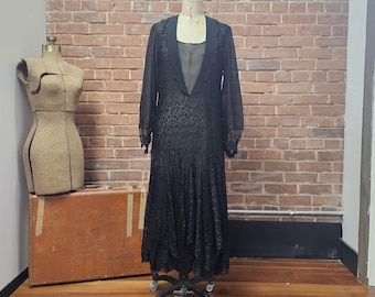 Vintage 1920s Black Lace Flapper Dress