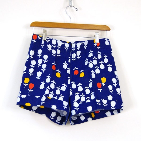 vintage Handmade Printed Tulip Shorts