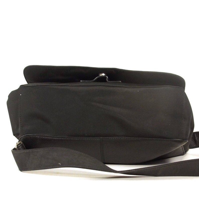 Black Leather Messenger Bag Vintage 90 Fossil Brand Large Tote Attache Brief Case School Bag Wallet Organizer Pockets