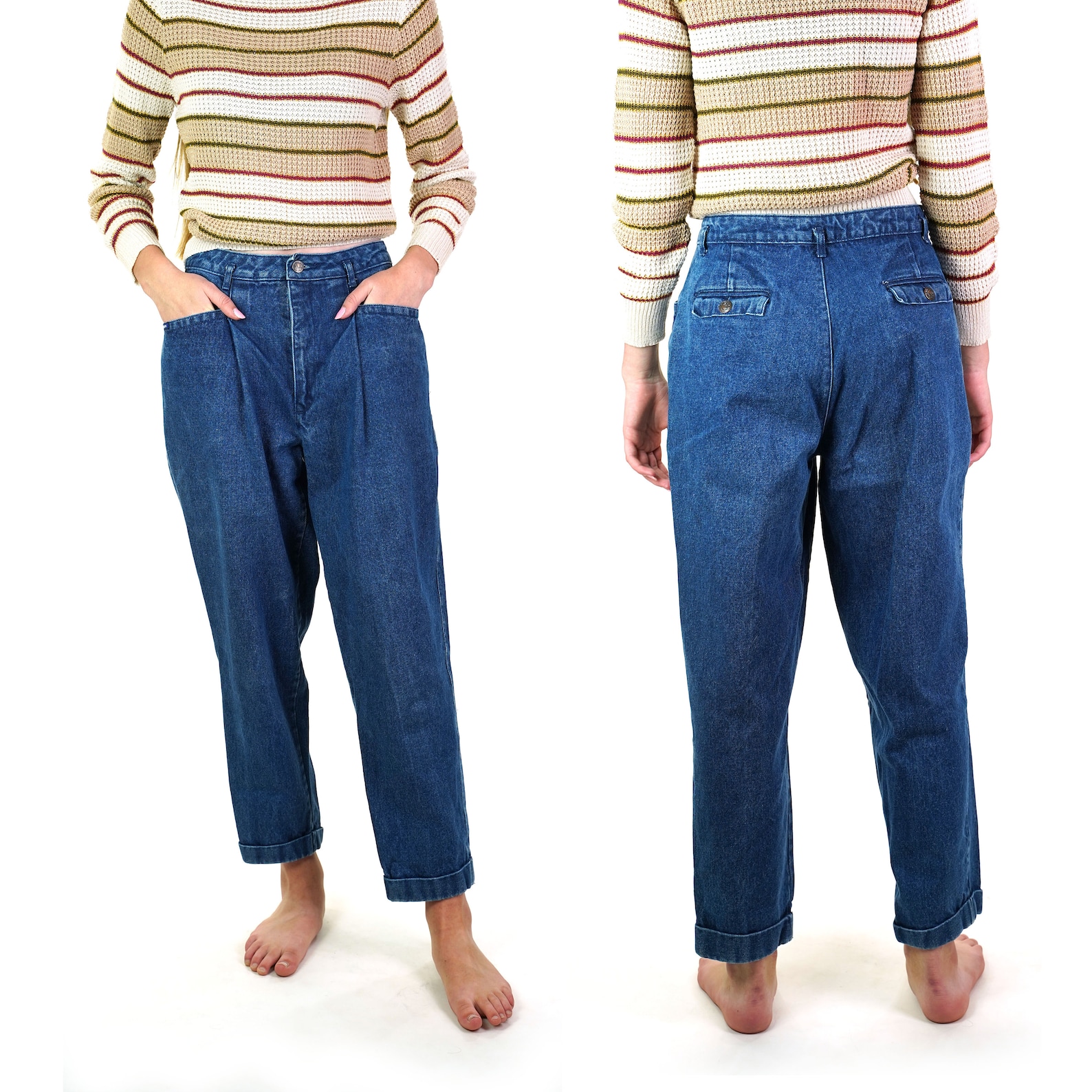 Baggy Pleated Jeans by Sasson Vintage 80s Dark Wash Tapered Etsy
