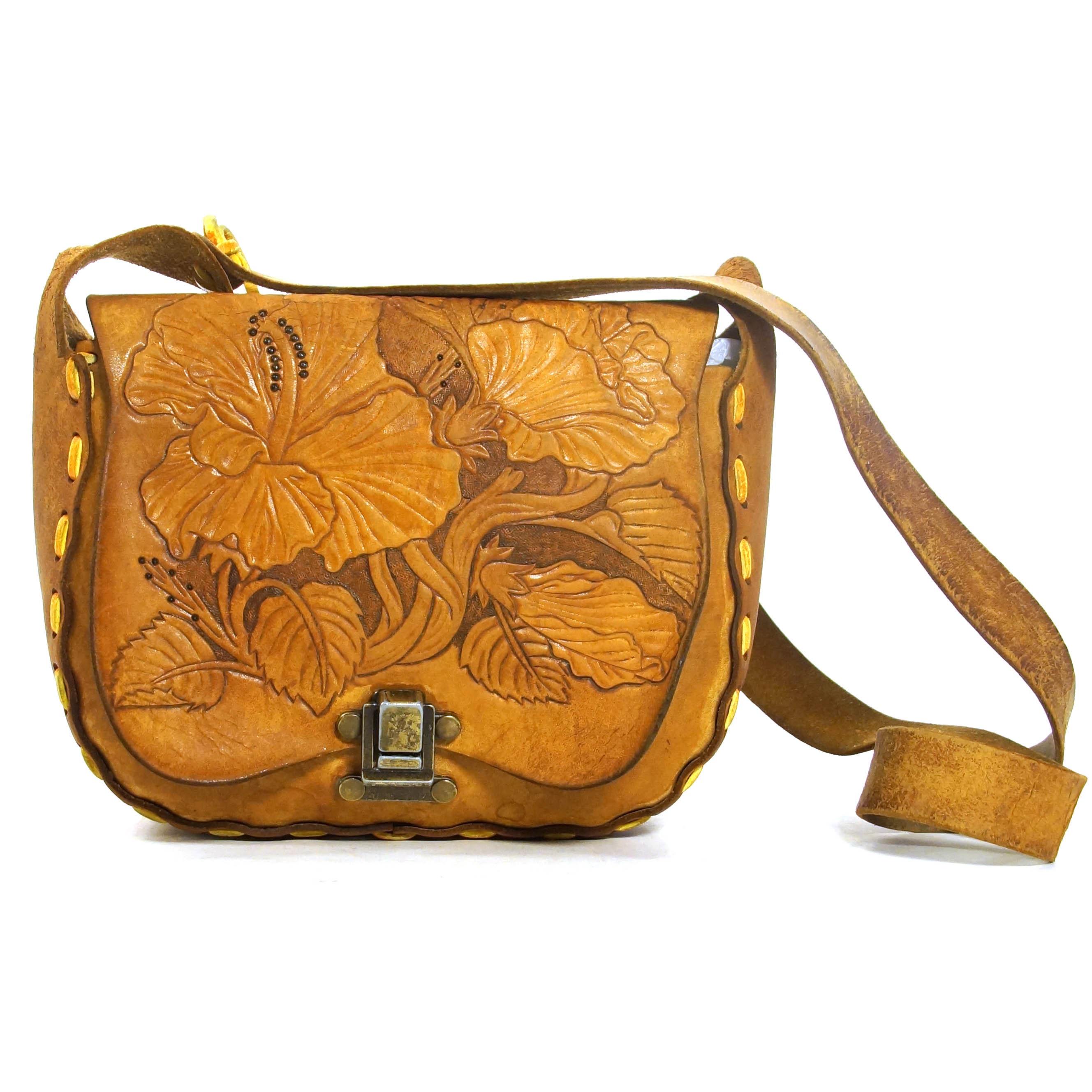 tooled leather luggage