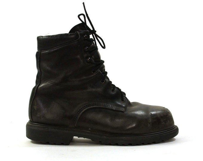 Red Wings Lace up Work Boots / Black Leather Ankle Boots / Men's Size