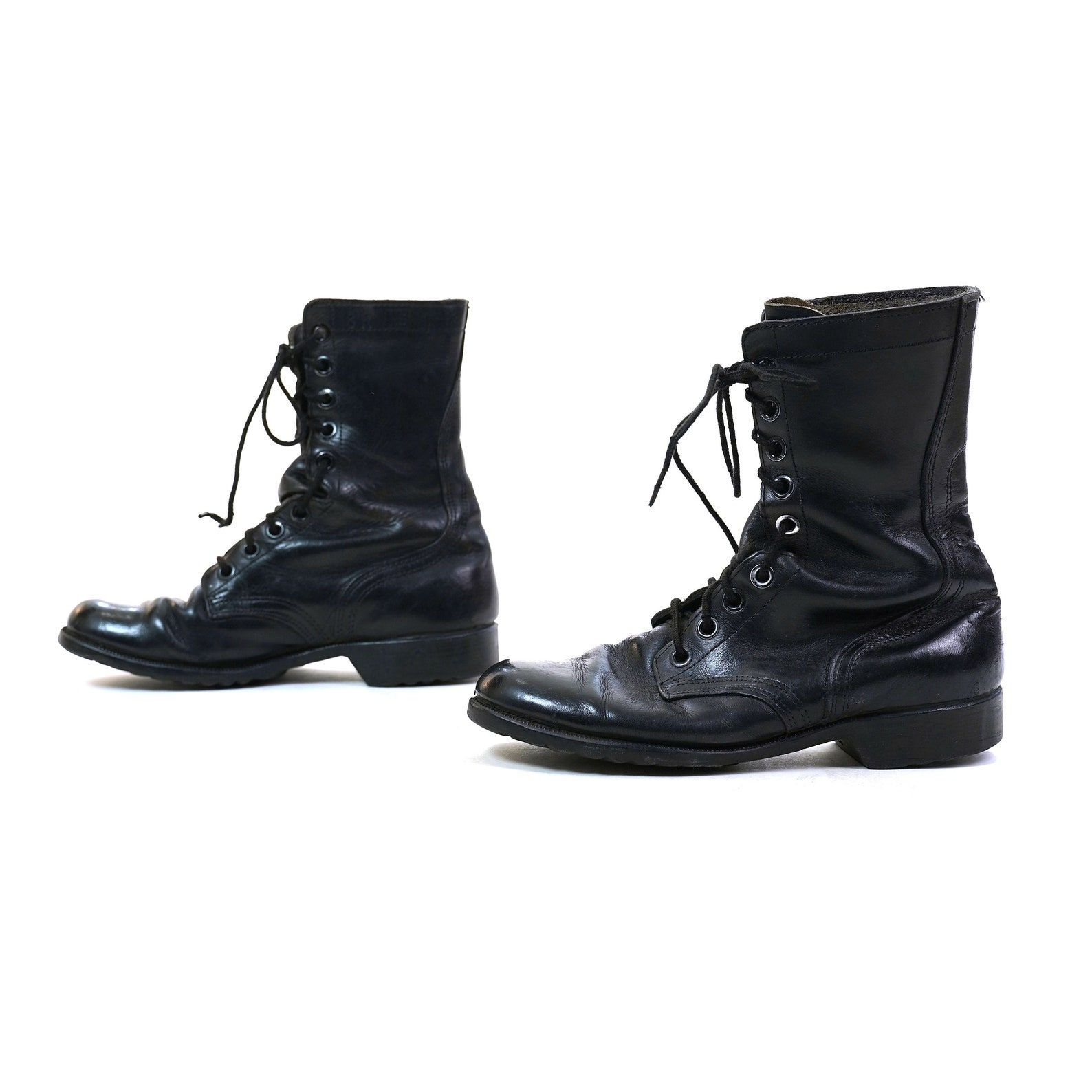 Black Leather Combat Boots Women's Size 9.5 Vintage 80s | Etsy
