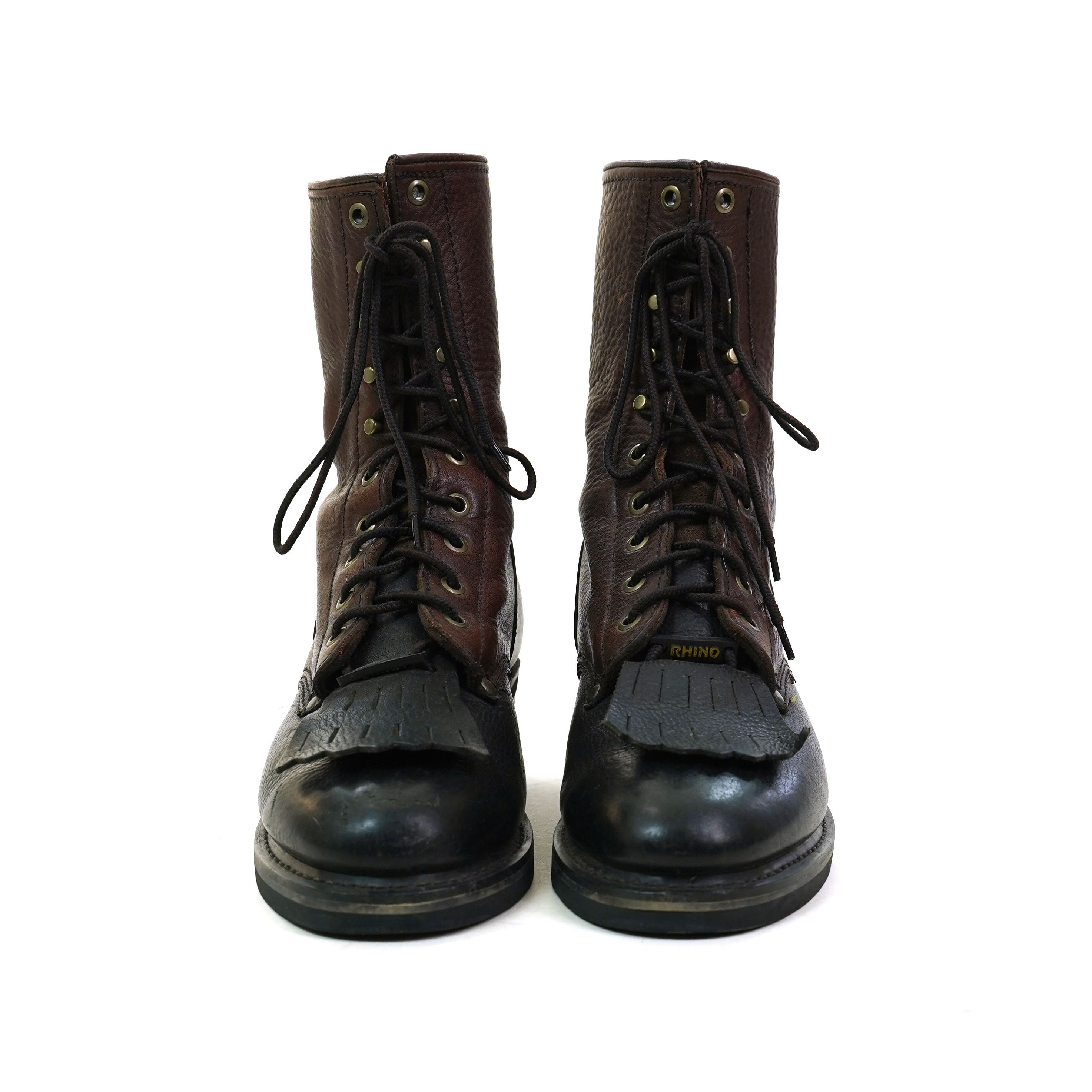 Two Tone Leather Lace Up Packer Ankle Boots Women's Size 9 Etsy