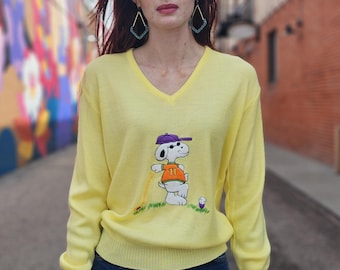 Vintage 80s Snoopy Golf Sweater
