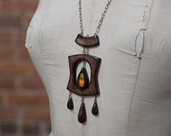 Vintage 60s Mid Century Handmade Ceramic Necklace