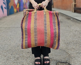 Vintage 80s Raffia Market Tote