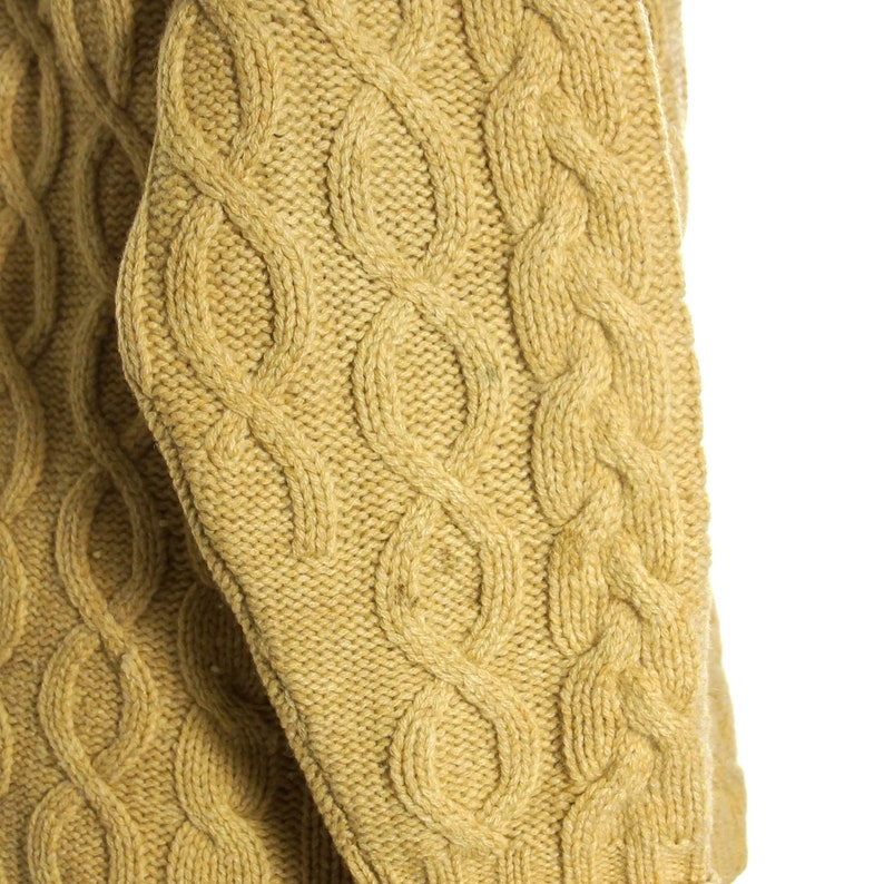 SOFT Lambswool Sweater Vintage 90s Oversized Slouchy /& Long Camel Cableknit Wool Cardigan Women/'s Size Medium