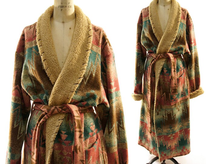 Saddle Blanket Robe / Duster Jacket / Southwestern Trench / 1990s Etsy