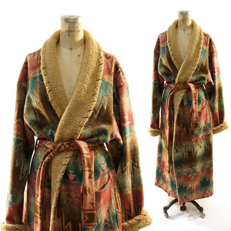 Saddle Blanket Robe / Duster Jacket / Southwestern Trench / Etsy