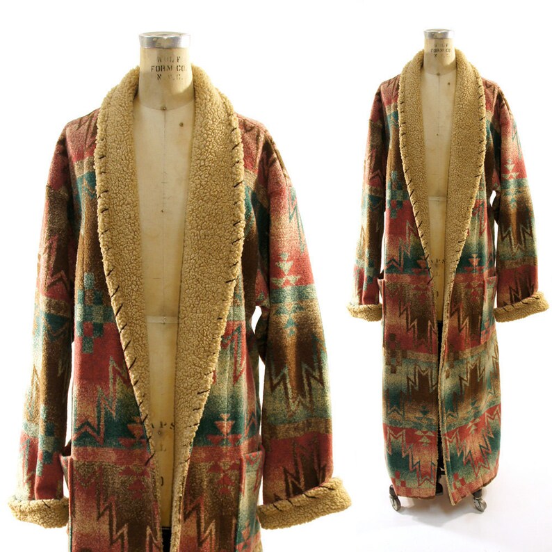 Saddle Blanket Robe / Duster Jacket / Southwestern Trench / Etsy
