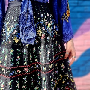 Vintage 50s Handmade Circle Skirt With Floral Pattern