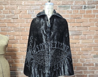 Victorian Black Velvet Cape with Beading